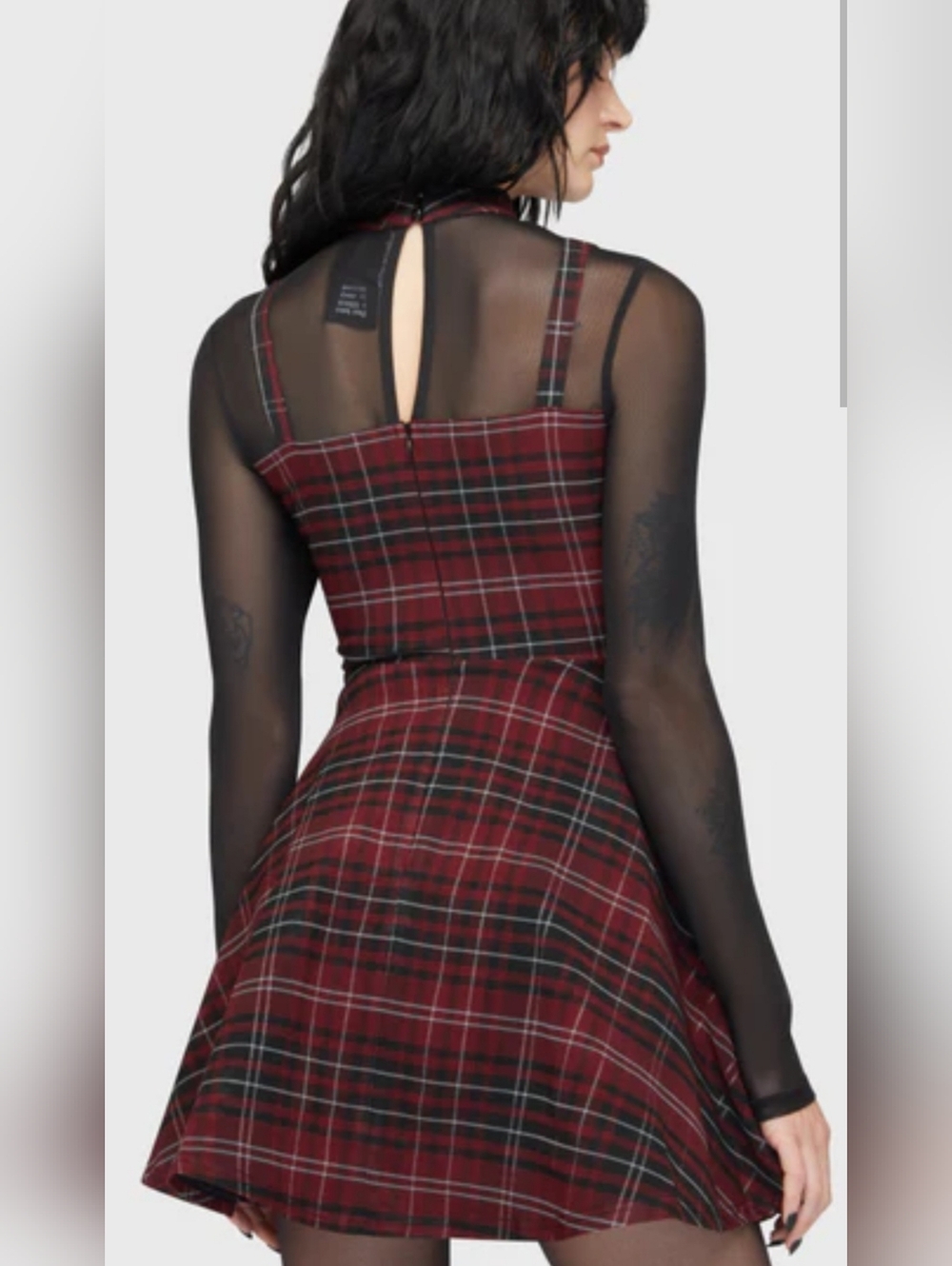 NWOT Killstar Tartan Riot Dress- Burgundy - Picture 9 of 10
